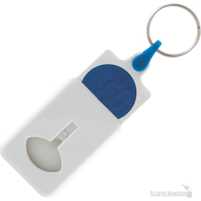 Sleutelhanger met winkelwagenmunt € 0,50 Bilzen blauw