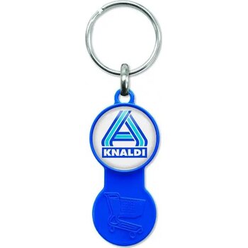 Kunststof sleutelhanger met winkelwagenmunt Blauw Kunststof sleutelhanger met winkelwagenmunt Blauw