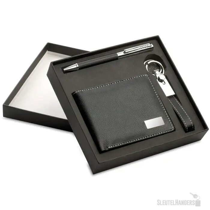 3-delige pu cadeauset Eleganci zwart