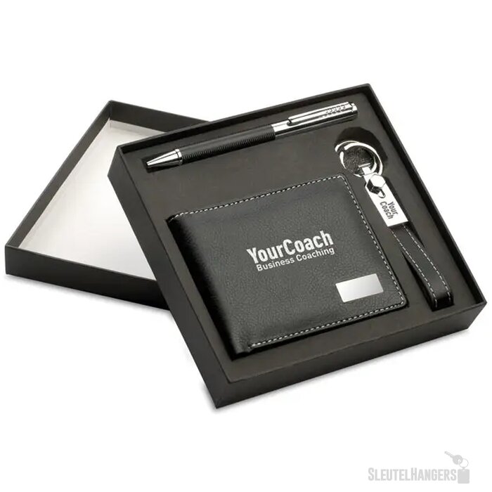 3-delige pu cadeauset Eleganci zwart