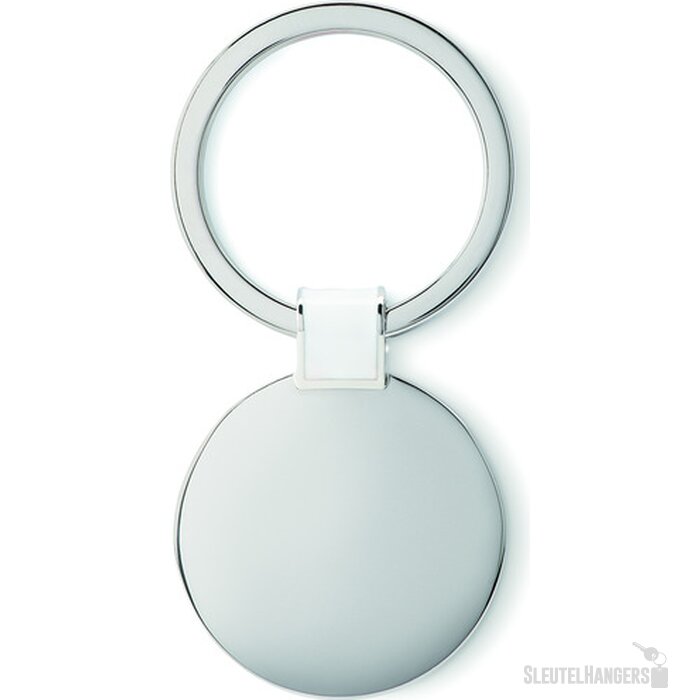 Metalen ronde sleutelhanger Wit