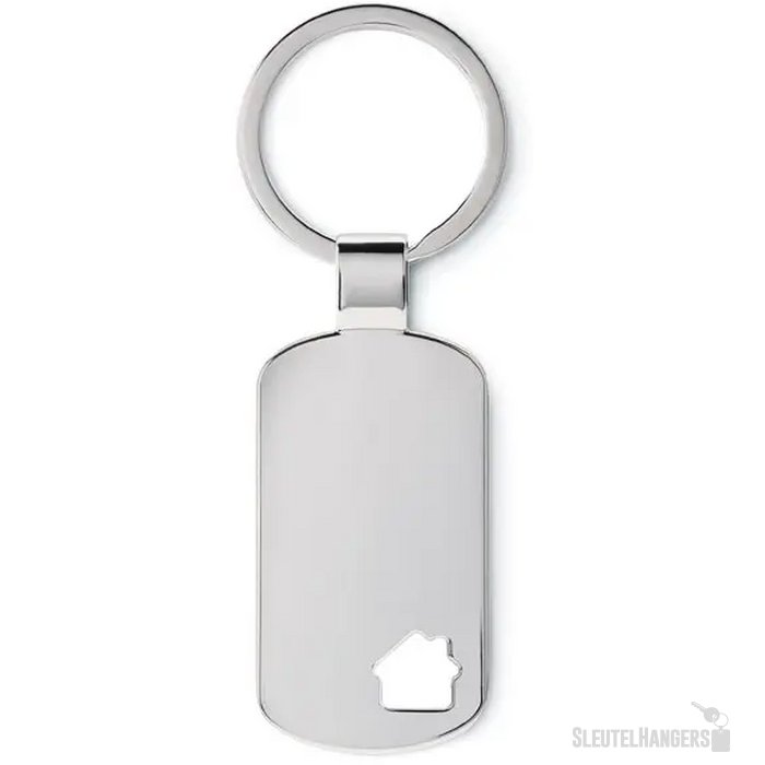 Metalen sleutelhanger, huisje House key mat zilver