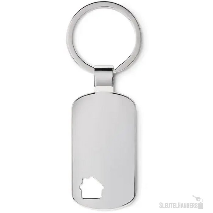 Metalen sleutelhanger, huisje House key mat zilver