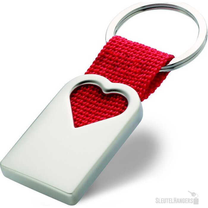 Metalen sleutelhanger Bonheur rood