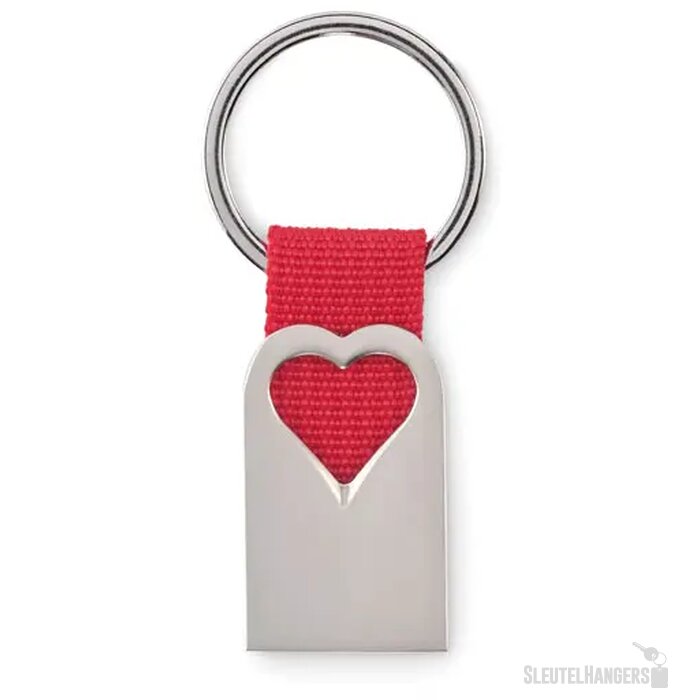 Metalen sleutelhanger Bonheur rood