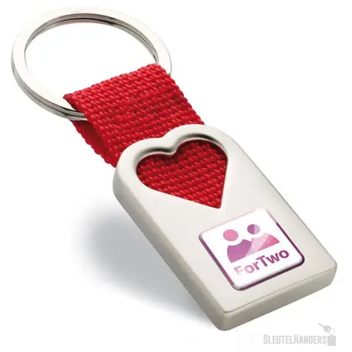 Metalen sleutelhanger Bonheur rood
