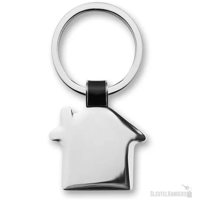 Metalen sleutelhanger huis Housy zwart