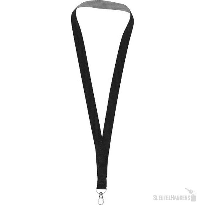 Aru tweekleurige lanyard met klittebandsluiting Zwart