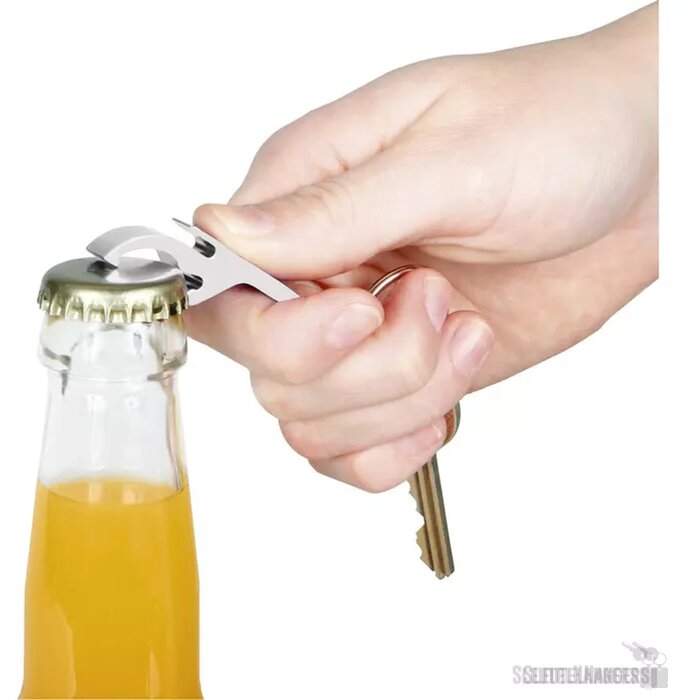 Sleutelhanger Met Fles- En Blikopener Zilver