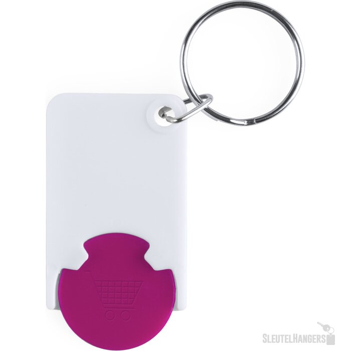Sleutelhanger Met Gekleurde Winkelwagenmunt Fuchsia