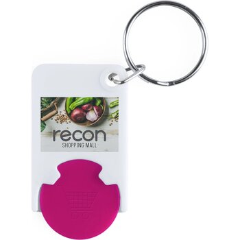 Sleutelhanger Met Gekleurde Winkelwagenmunt Fuchsia Sleutelhanger Met Gekleurde Winkelwagenmunt Fuchsia