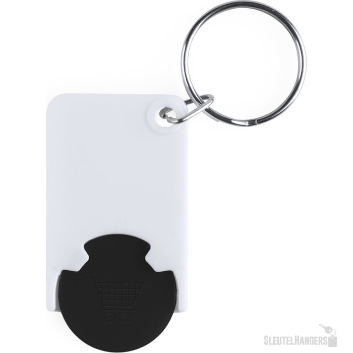 Sleutelhanger Met Gekleurde Winkelwagenmunt Zwart