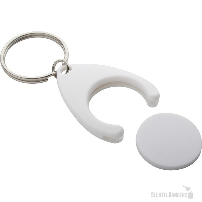 Plastic Winkelwagenmuntenhouder Wit