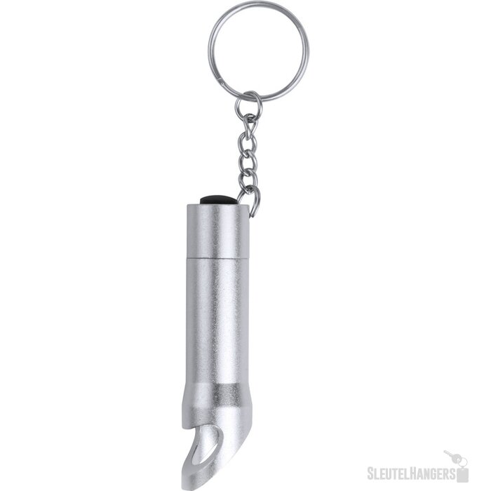 Zaklamp sleutelhanger met opener Zilver