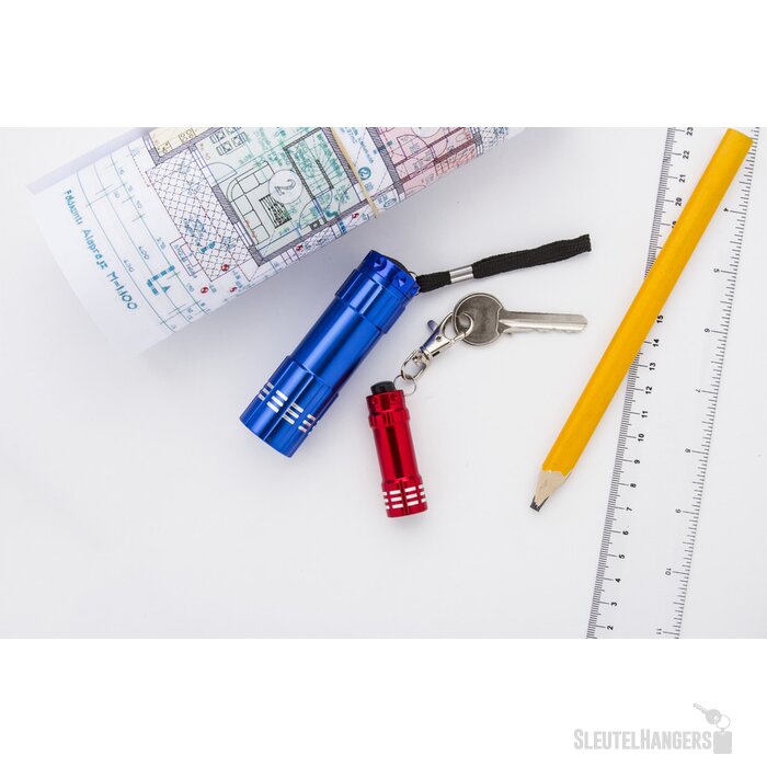 Sleutelhanger zaklamp met 3 led lampjes Rood