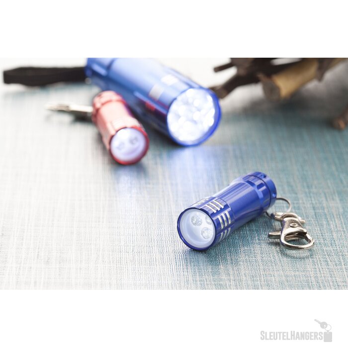 Sleutelhanger zaklamp met 3 led lampjes Blauw