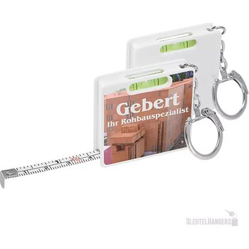 Sleutelhanger Met Rolmaat En Waterpas Wit Sleutelhanger Met Rolmaat En Waterpas Wit