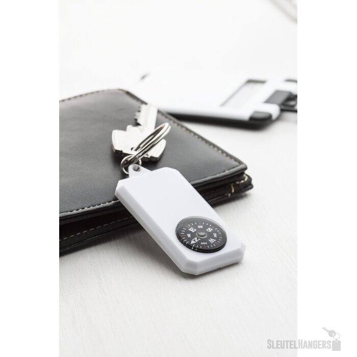 Kleine Sleutelhanger Met Kompas Wit