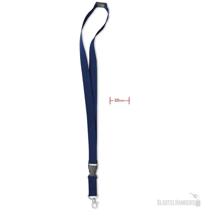 Lanyard, metalen haak. 20 mm Lany blauw