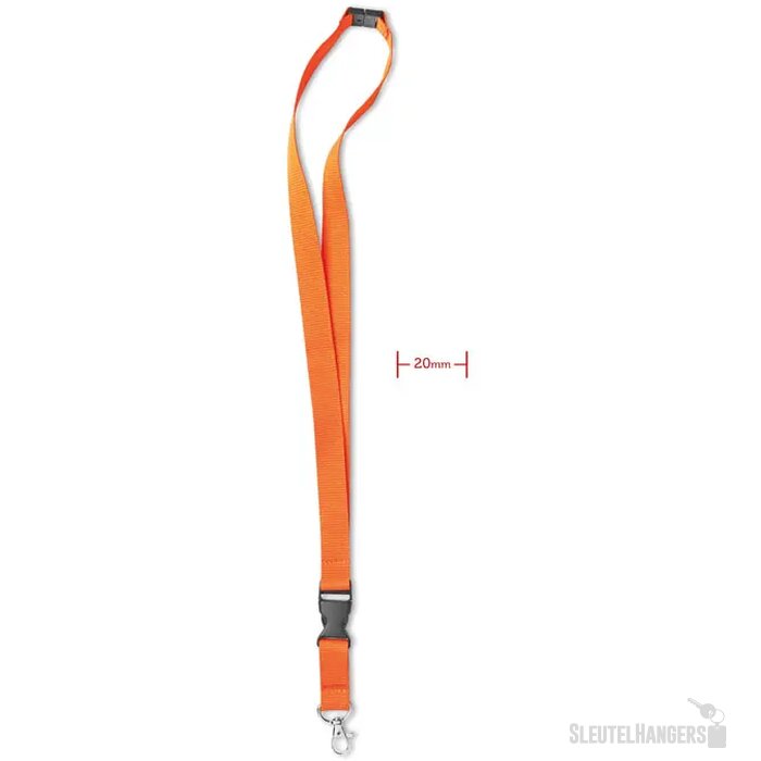 Lanyard, metalen haak. 20 mm Lany oranje