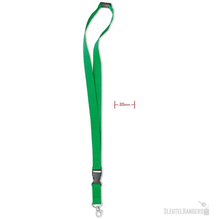 Lanyard, metalen haak. 20 mm Lany groen