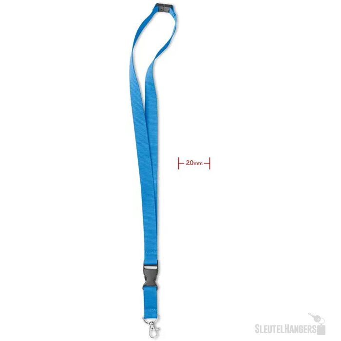 Lanyard, metalen haak. 20 mm Lany turquoise