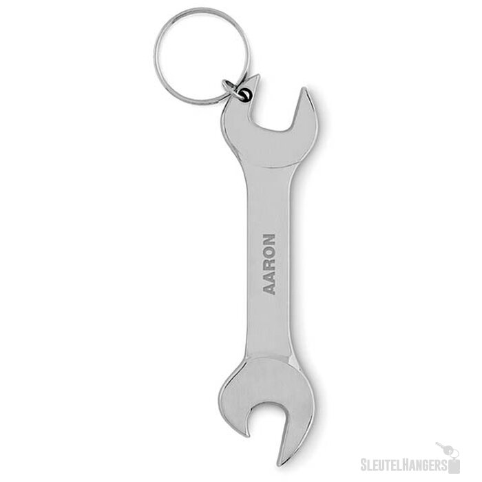 Ringsleutel flesopener met sleutelhanger Zilver