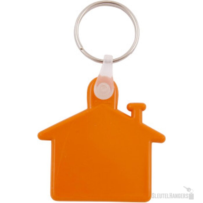 Kunststof sleutelhanger Huis oranje
