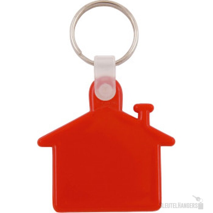 Kunststof sleutelhanger Huis rood