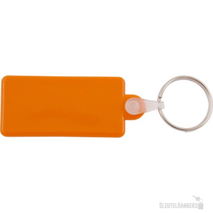 Kunststof sleutelhanger rechthoek oranje