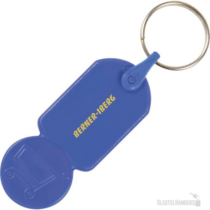 Sleutelhanger winkelwagenmuntje € 0,50 donkerblauw