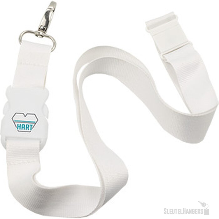 Polyester lanyard 48x2,5 cm wit