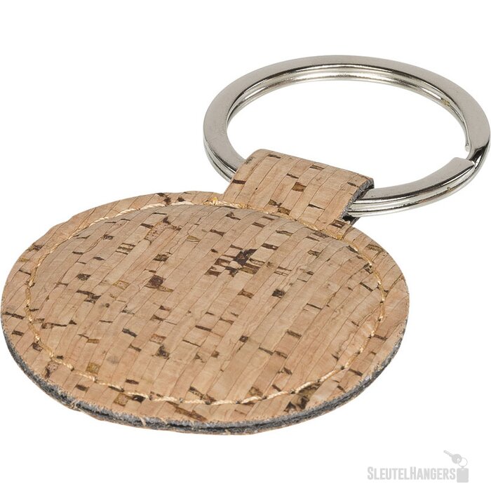 Ronde sleutelhanger met kurk Naturel