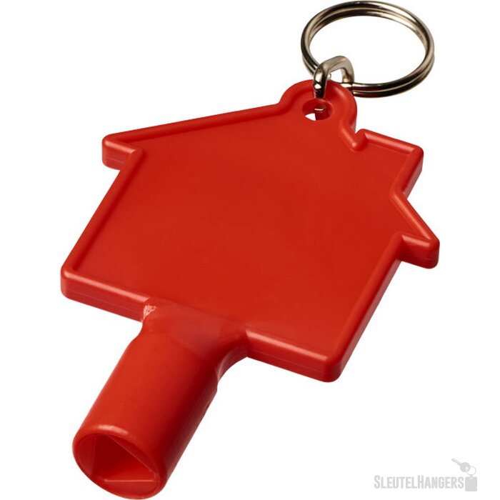 Maximilian huisvormige meterbox-sleutel met sleutelhanger Rood