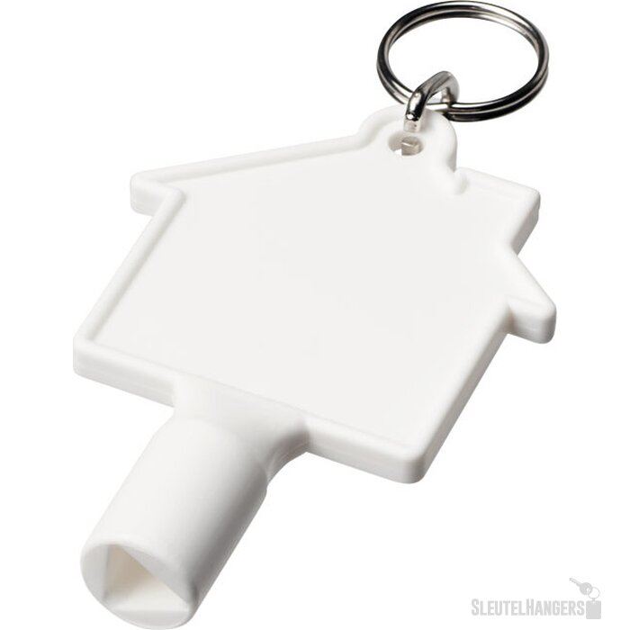 Maximilian huisvormige meterbox-sleutel met sleutelhanger Wit