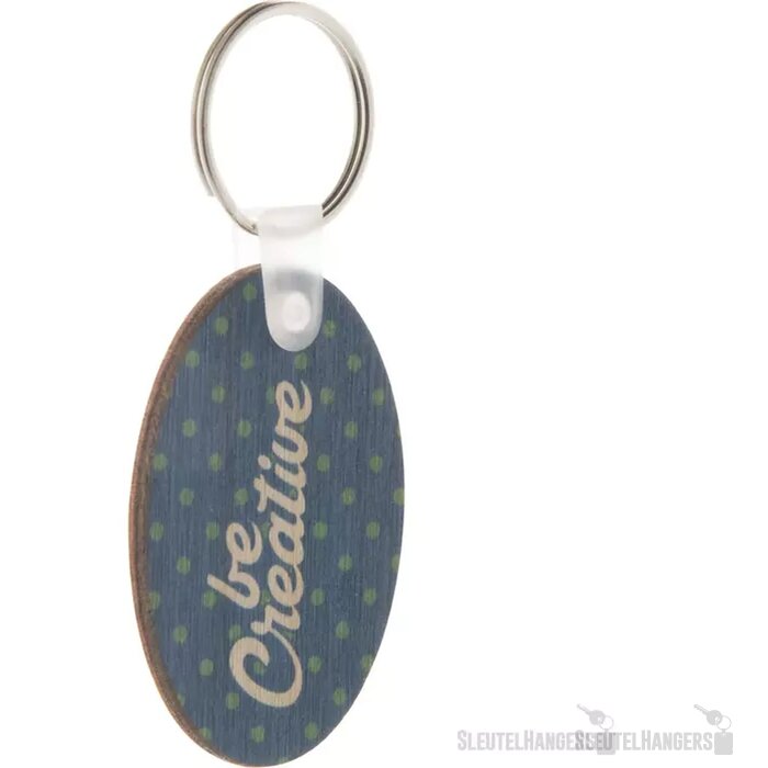 Houten Sleutelhanger Volledig Bedrukt Naturel