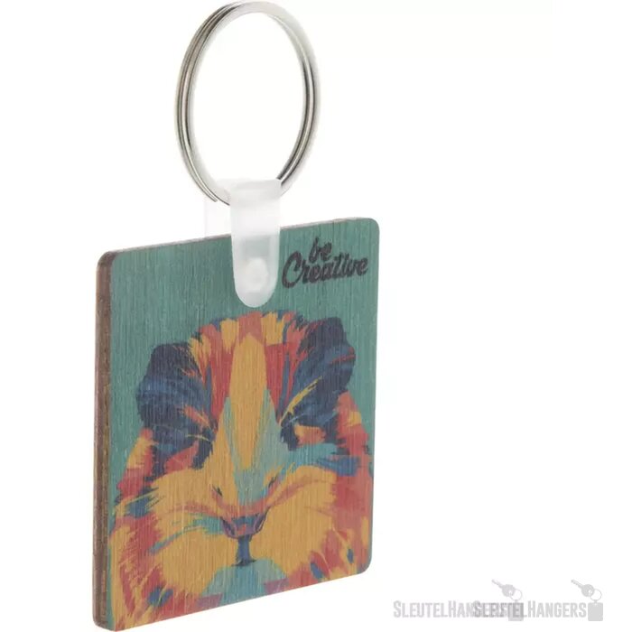 Houten Sleutelhanger Volledig Bedrukt Naturel