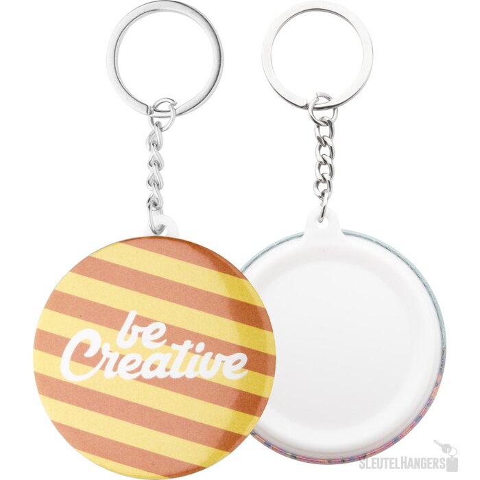 Keybadge Mini Button Sleutelhanger Met Pin Naturel