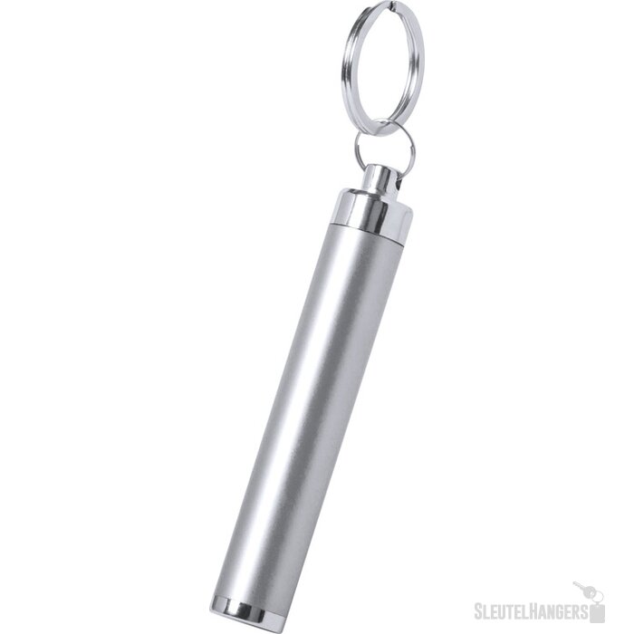 Sleutelhanger lampje met oplichtende gravure Zilver