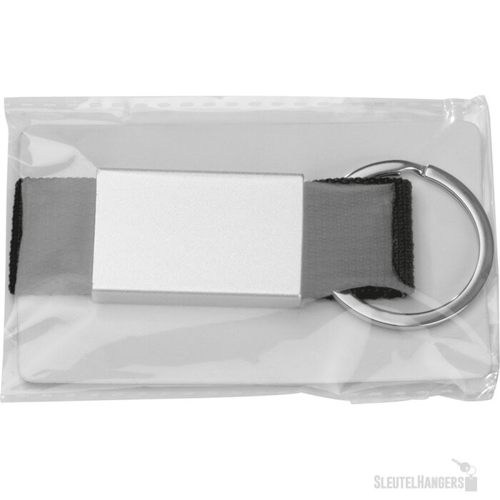 Sleutelhanger van stof en metaal zwart