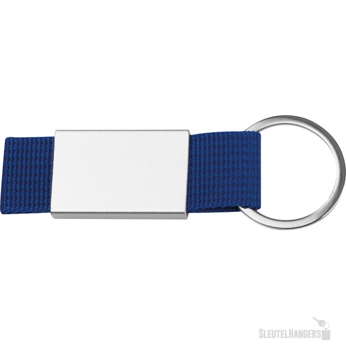 Sleutelhanger van stof en metaal blauw