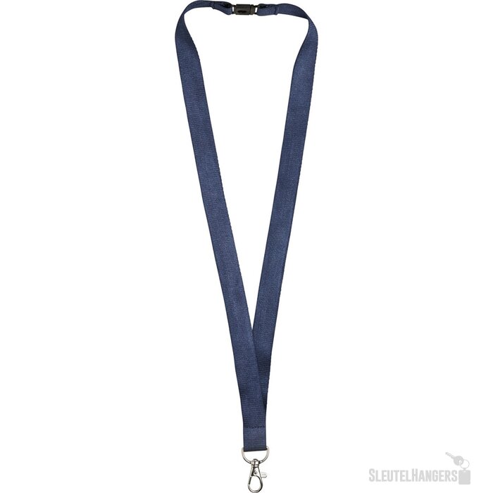 Julian bamboe lanyard met veiligheidsclip Navy
