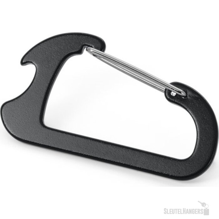 Karabijnhaak met flessenopener Zwart