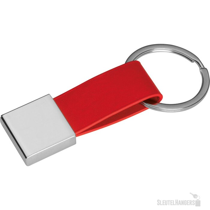 Sleutelhanger met kunstlederen bandje rood