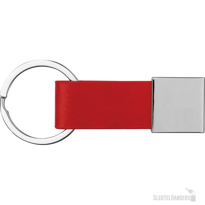 Sleutelhanger met kunstlederen bandje rood