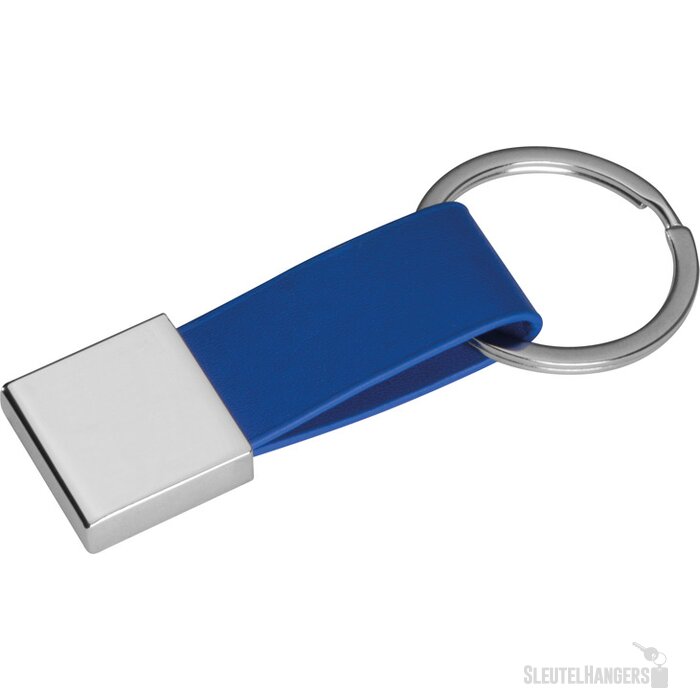 Sleutelhanger met kunstlederen bandje blauw