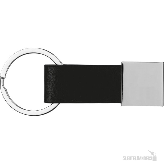 Sleutelhanger met kunstlederen bandje zwart