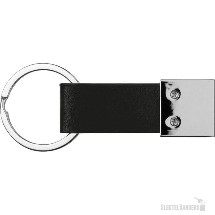 Sleutelhanger met kunstlederen bandje zwart