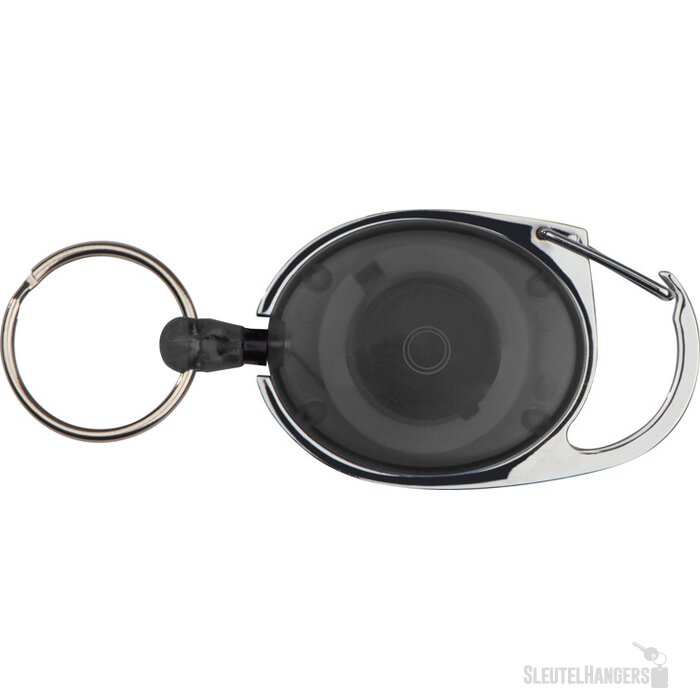 Sleutelhanger karabijnhaak met uittrekbare sleutelring Zwart