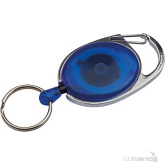 Sleutelhanger met karabijnhaak en uittrekbare sleutelring blauw